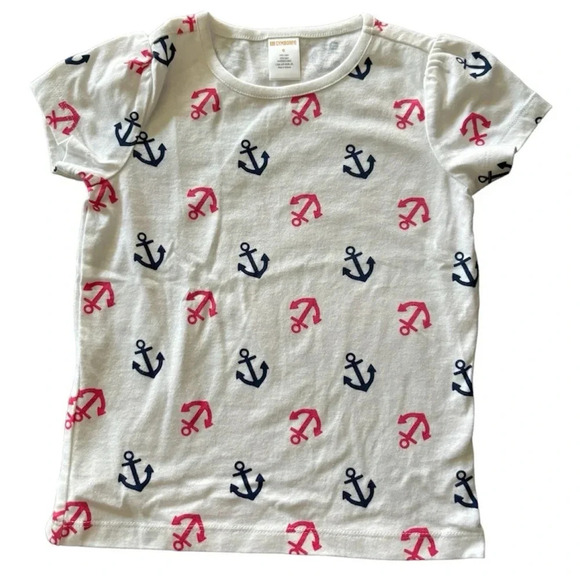 GYMBOREE EUC GIRLS WHITE TOP SHIRT TSHIRT NAUTICAL FALL CASUAL PINK BLUE SZ 6 - Picture 1 of 4
